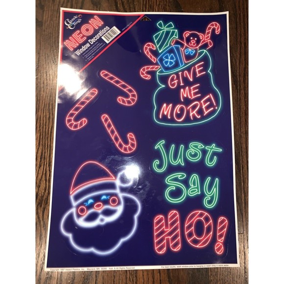 Vintage Classic-Clings Reusable Static Cling NEON Window Decor Christmas USA 90s - Picture 1 of 2